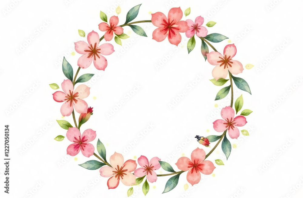 Spring wreath, pink flowers for the holiday, decoration.
