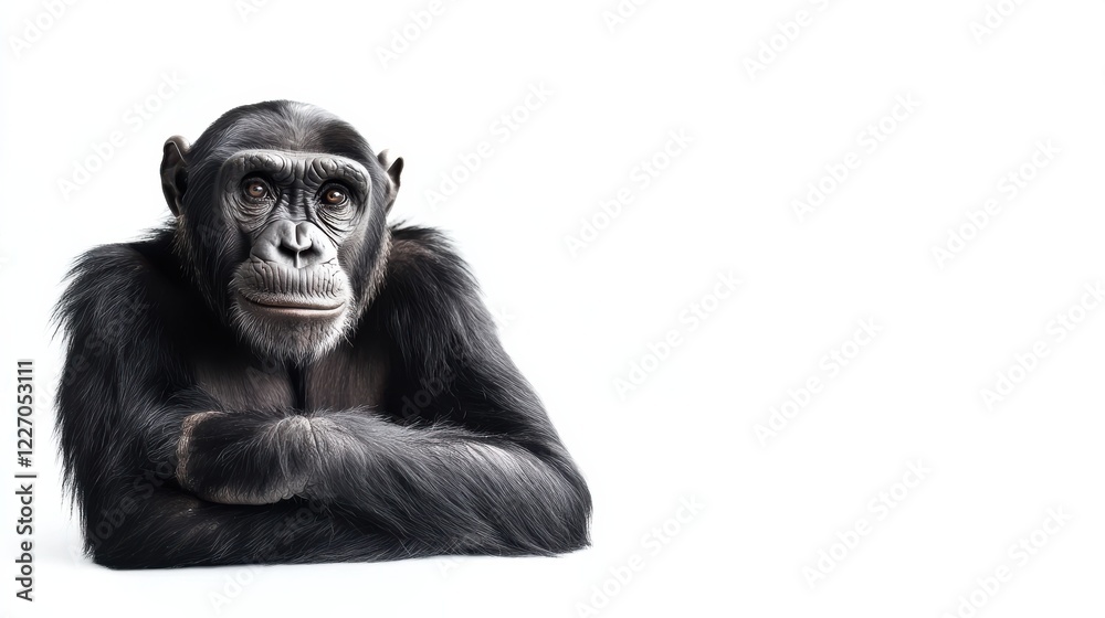 Portrait of a chimpanzee with arms crossed. Portrait of a chimpanzee with arms crossed.