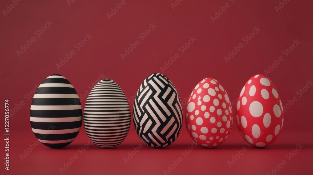 Fototapeta premium Easter day concept. Vibrant Modern Abstract Easter Eggs with Bold Graphic Patterns