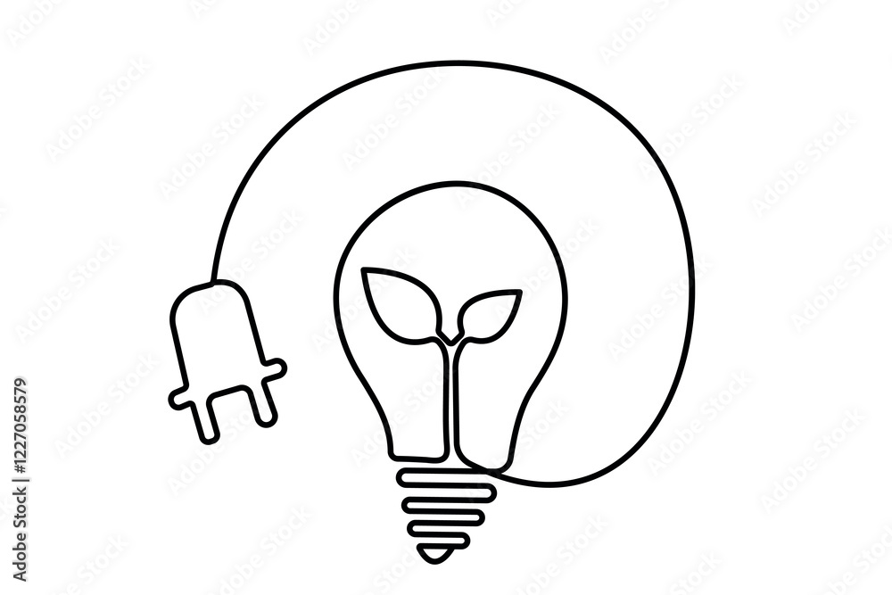 Light bulb continuous one line drawing of simple vector illustration Light bulb continuous one line drawing of simple vector illustration
