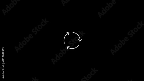 Arrow mark turns clockwise background. minimal abstract motion background glowing. Seamless looping animation.