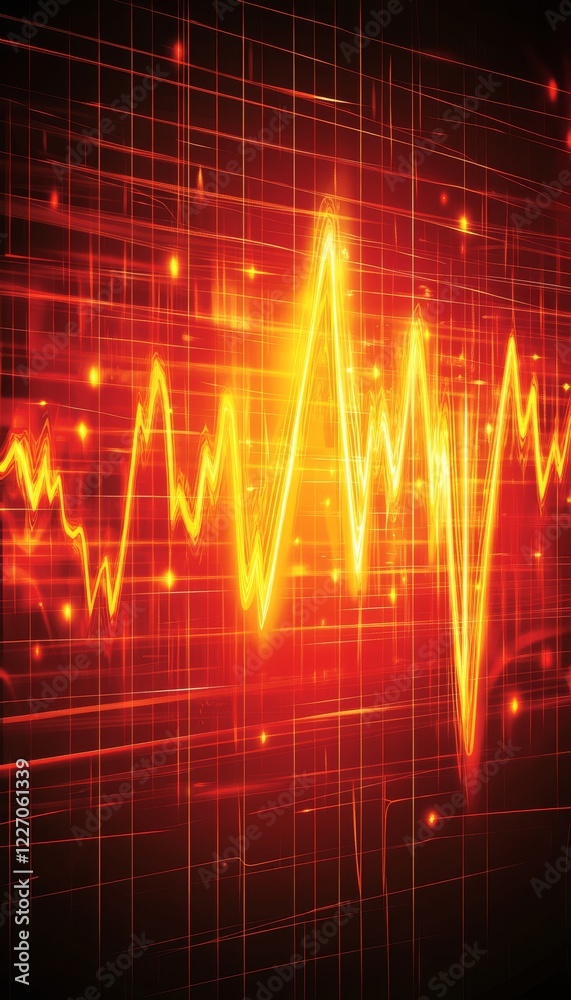Red Heartbeat Line, EKG, ECG, Vital signs, Vector Template Illustration with a Grid Background Red Heartbeat Line, EKG, ECG, Vital signs, Vector Template Illustration with a Grid Background