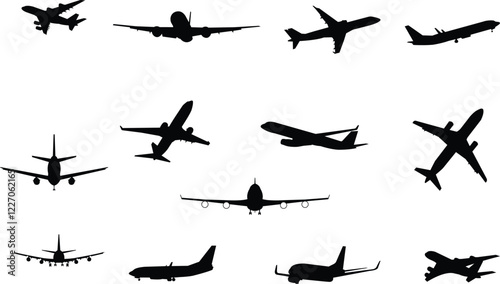 Minimalist Airplane Silhouette Vector Collection
