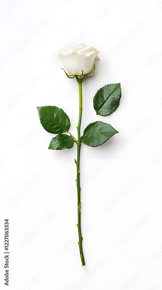 Obraz premium A single white flower rose, isolated white background