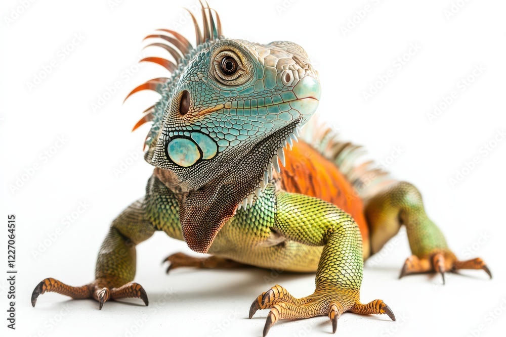 Fototapeta premium Vibrant Green Iguana Portrait