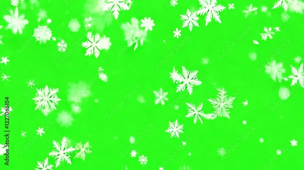 Falling snow isolated on green background. Snowflakes animation on green screen. Animated winter snow motion graphic effect on chroma key. Christmas holiday design element. Snowfall. 4K footage Falling snow isolated on green background. Snowflakes animation on green screen. Animated winter snow motion graphic effect on chroma key. Christmas holiday design element. Snowfall. 4K footage