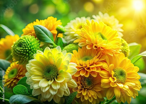 Sunlit green and yellow unfurls in soft, diffused light; captivating product photography.