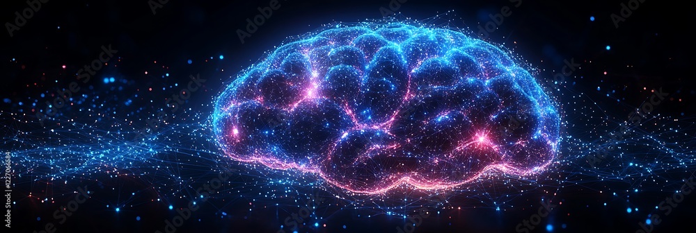 Glowing digital brain illustrating neural networks Glowing digital brain illustrating neural networks