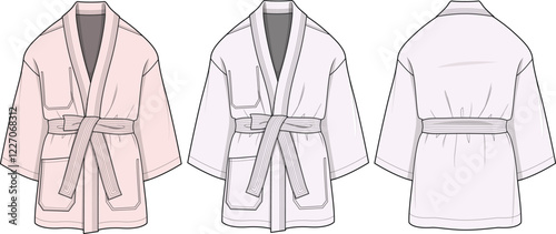 Women's Kimono Robe Fashion Design Flat Sketch