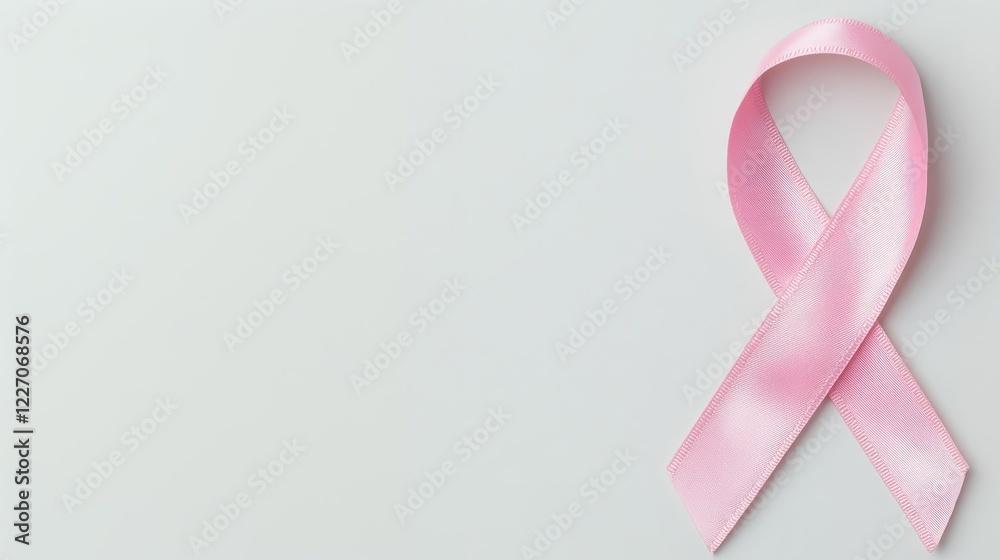 Pink Breast Cancer Awareness Ribbon on Light Background Pink Breast Cancer Awareness Ribbon on Light Background