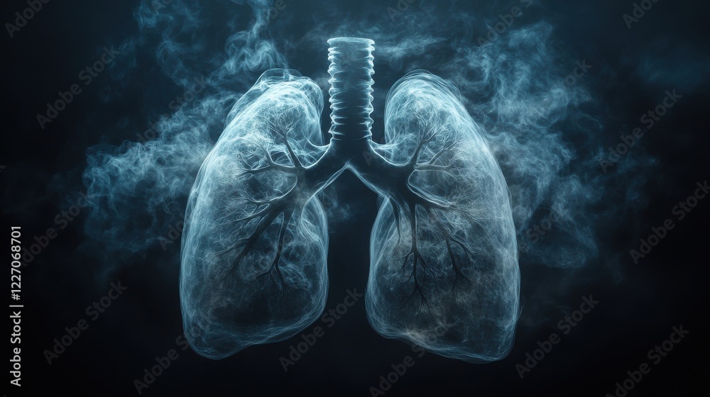 Lungs with Smoke Effect on Dark Background Lungs with Smoke Effect on Dark Background