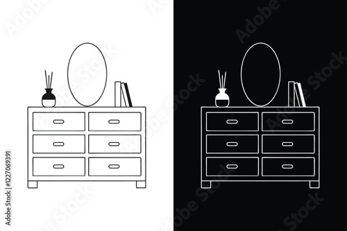 Dresser  icon vector on White Background ,Vector Art Illustration on white background.