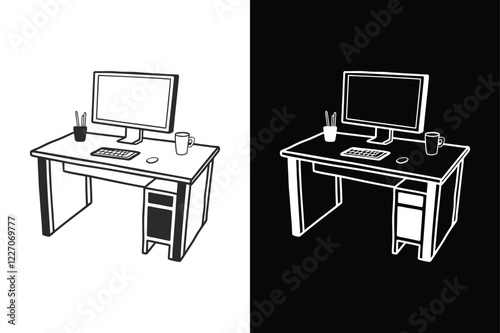 Desk icon vector on White Background ,Vector Art Illustration on white background.