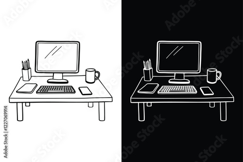 Desk icon vector on White Background ,Vector Art Illustration on white background.