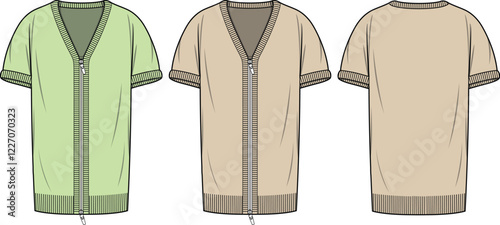 Women's Short Sleeve Knit Cardigan with Zipper Front