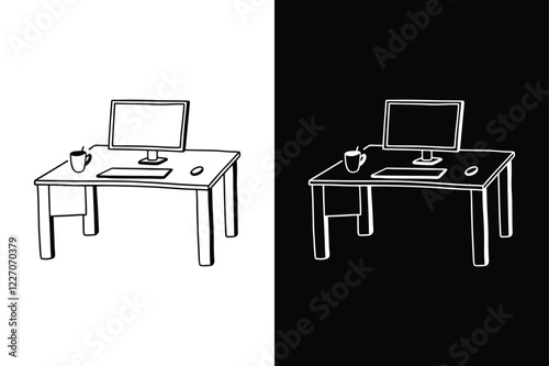 Desk icon vector on White Background ,Vector Art Illustration on white background.