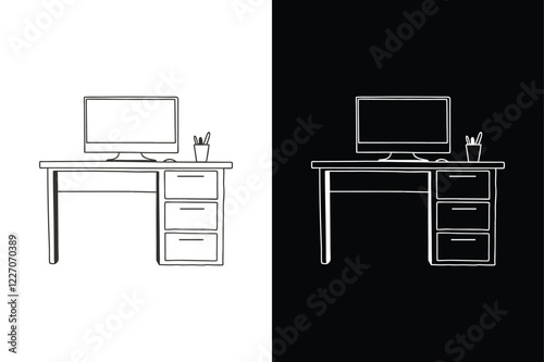 Desk icon vector on White Background ,Vector Art Illustration on white background.