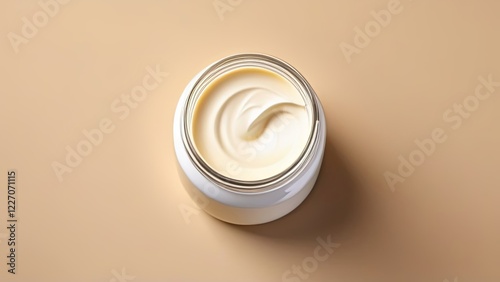 cream in a white jar on a brown background photo