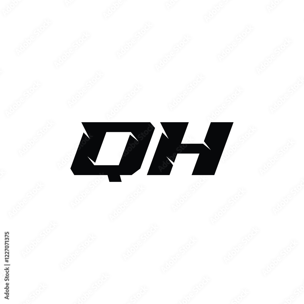 Fototapeta premium QH monogram logo design letter text name symbol monochrome logotype alphabet character simple logo