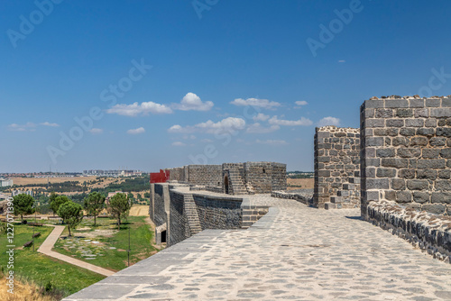 Diyarbakır/Turkey- June 16, 2023: the gates of the Diyarbakir Fortress which is a historical fortress in Sur, Diyarbakır, Turkey. It consists of an inner fortress and an outer fortress.