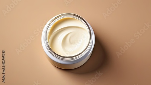 cream in a white jar on a brown background photo