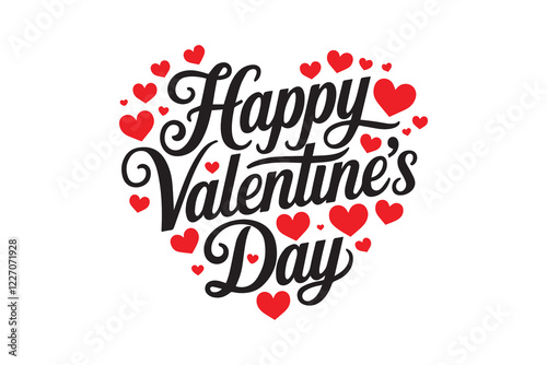 Happy valentine's day calligraphy silhouette with love shape