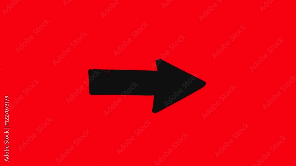 Animated Right Arrow in Stop-Motion Style – Black Hand-Drawn Arrow on Red Background for Navigation, Directions, and UI Prompts Animated Right Arrow in Stop-Motion Style – Black Hand-Drawn Arrow on Red Background for Navigation, Directions, and UI Prompts