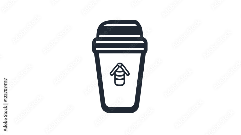 Minimalist outline icon of a coffee cup with a bee emblem on a white background Minimalist outline icon of a coffee cup with a bee emblem on a white background