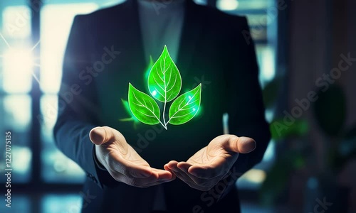 Eco Friendly Business, neon leaf animation
