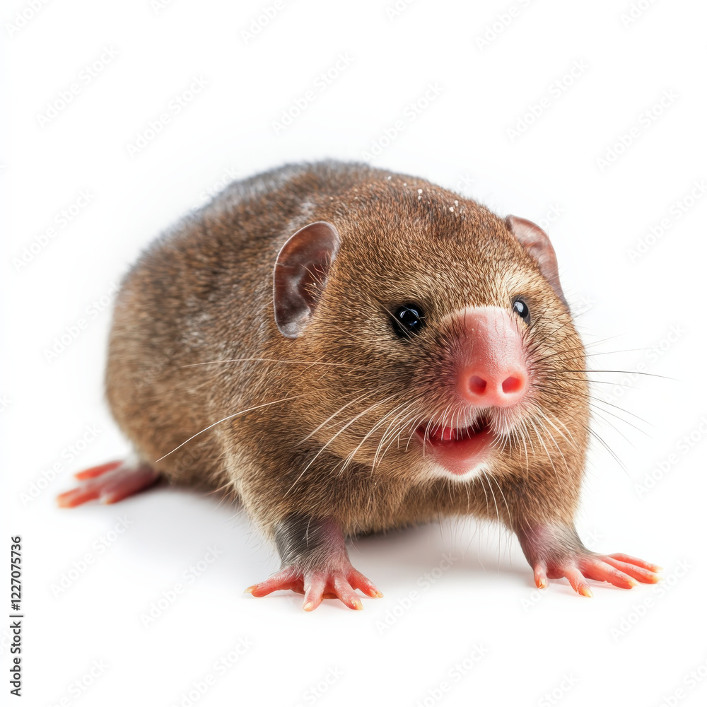 Brown rodent with a prominent nose, isolated on white. Brown rodent with a prominent nose, isolated on white.