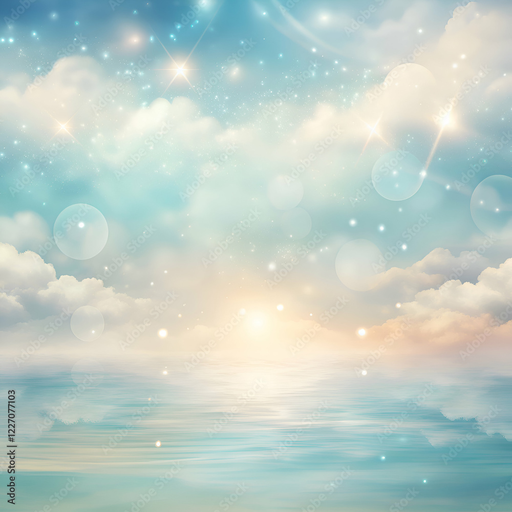 Dreamy Sunset Sky with Stars and Ocean Dreamy Sunset Sky with Stars and Ocean