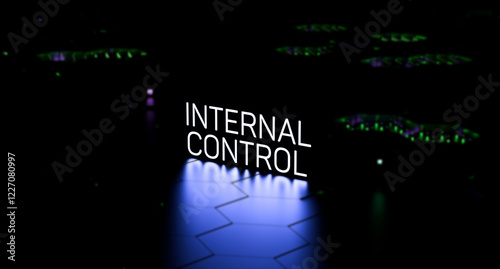INTERNAL CONTROL text, neon word. Internal control business concept,wallpaper.3D render