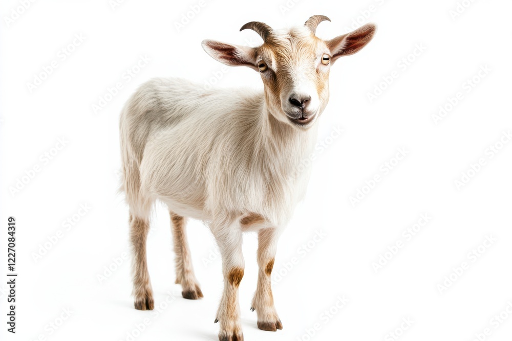 Adorable young goat posing against a white background. Adorable young goat posing against a white background.