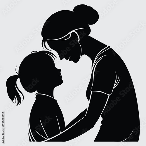 Mother's day silhouette image vector art and illustration  with white background