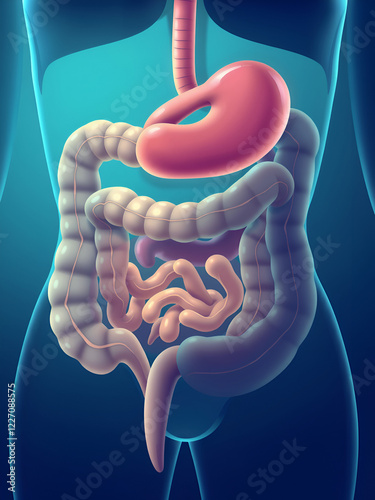 Diagnosis and treatment of intestines. Intestinal inflammation enteritis colitis dysbacteriosis. Healthy gut. Vector design photo