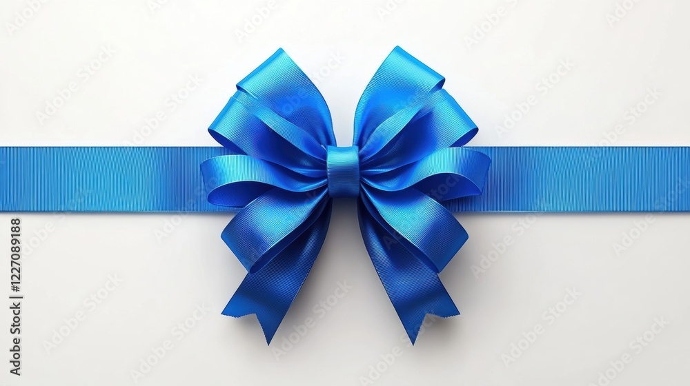 Elegant Blue Bow with Ribbon on Soft Background for Gift Decoration