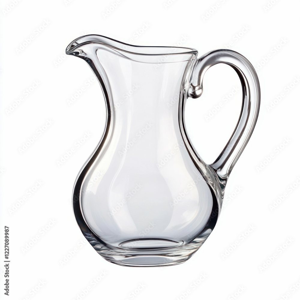 Elegant Clear Glass Pitcher Isolated on White Elegant Clear Glass Pitcher Isolated on White
