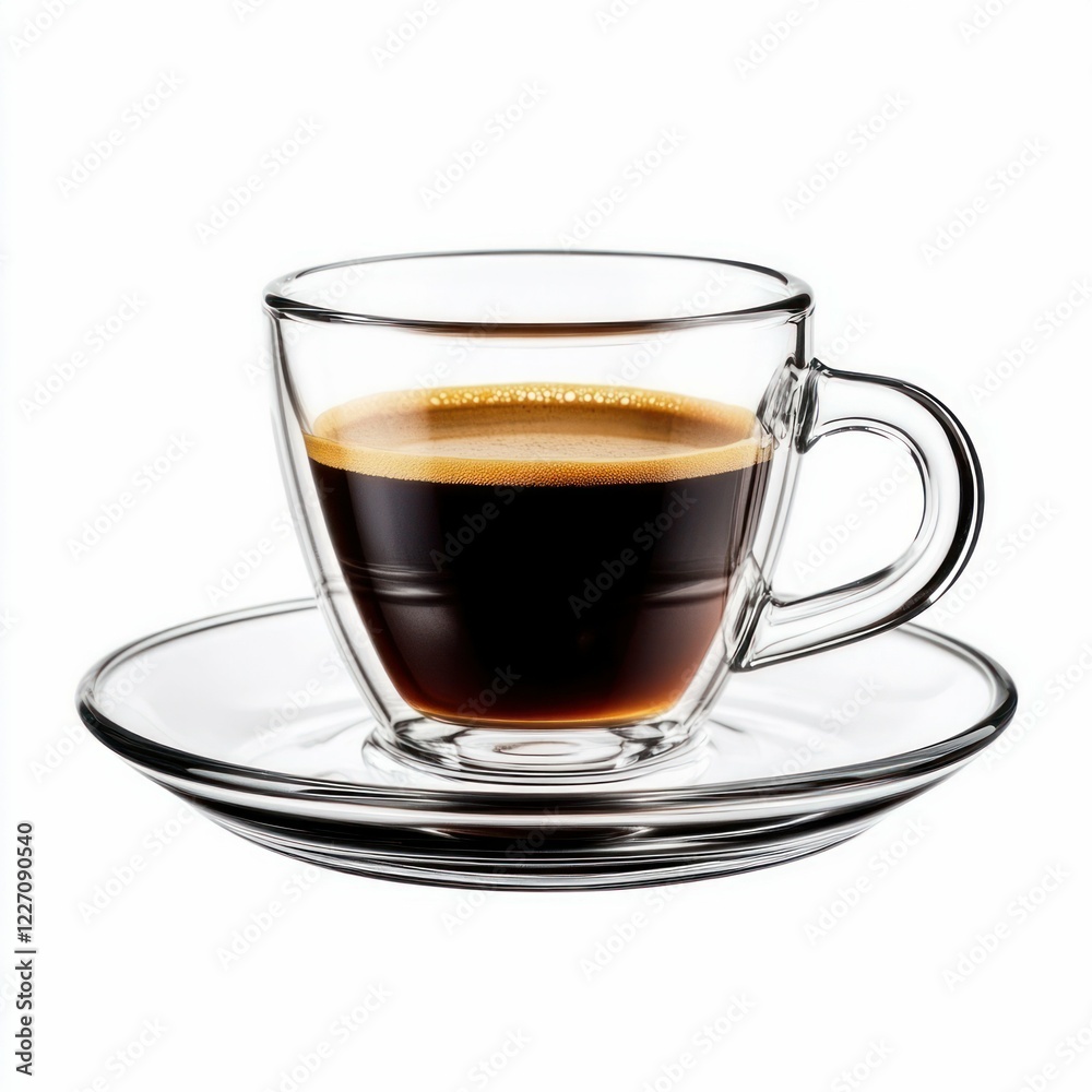 Cup of Black Coffee in a Transparent Glass Cup Cup of Black Coffee in a Transparent Glass Cup