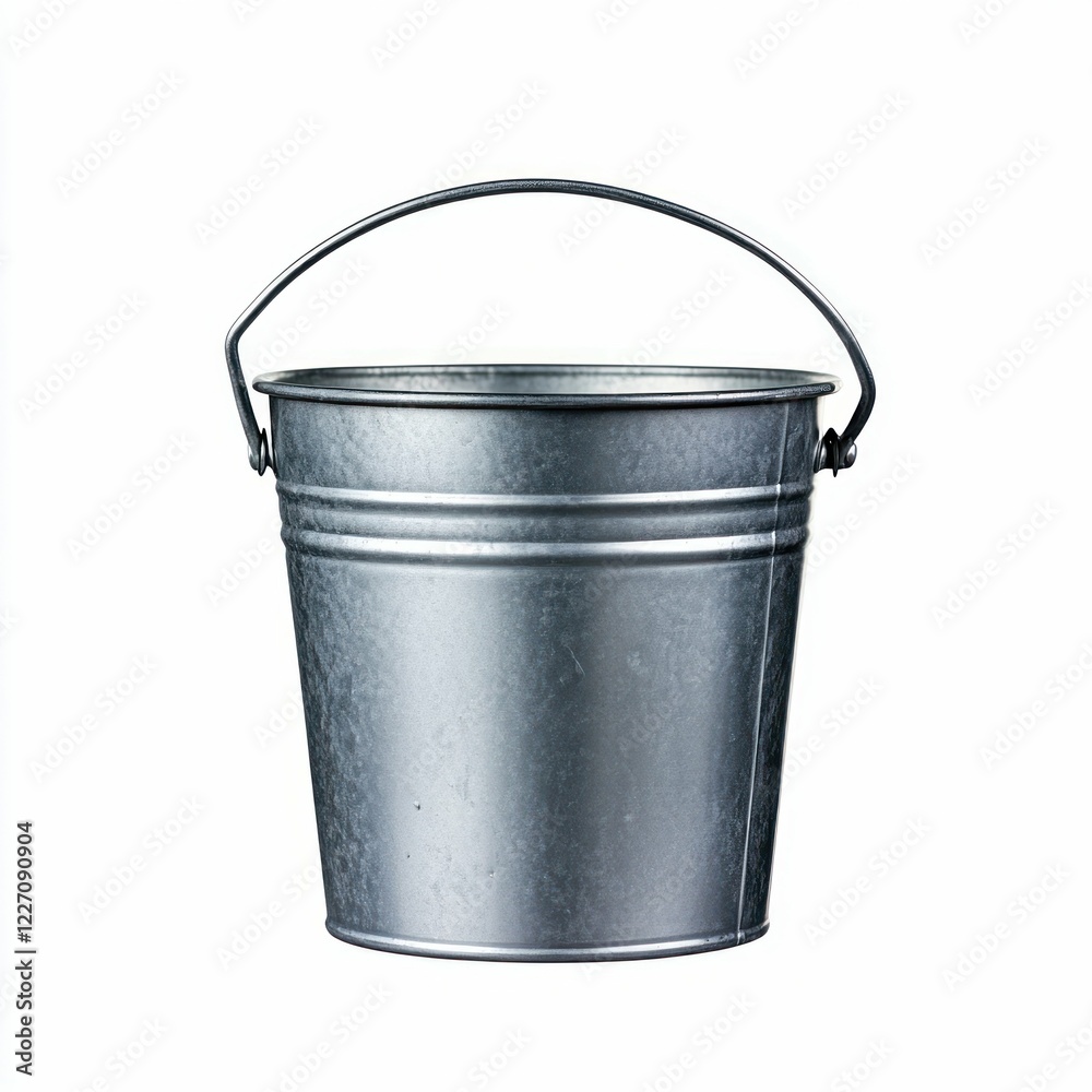 Shiny Silver Metal Bucket with Handle Shiny Silver Metal Bucket with Handle