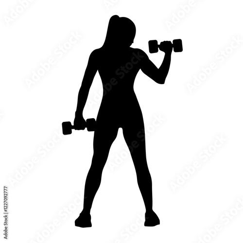 silhouette of a person exercising with dumbbells