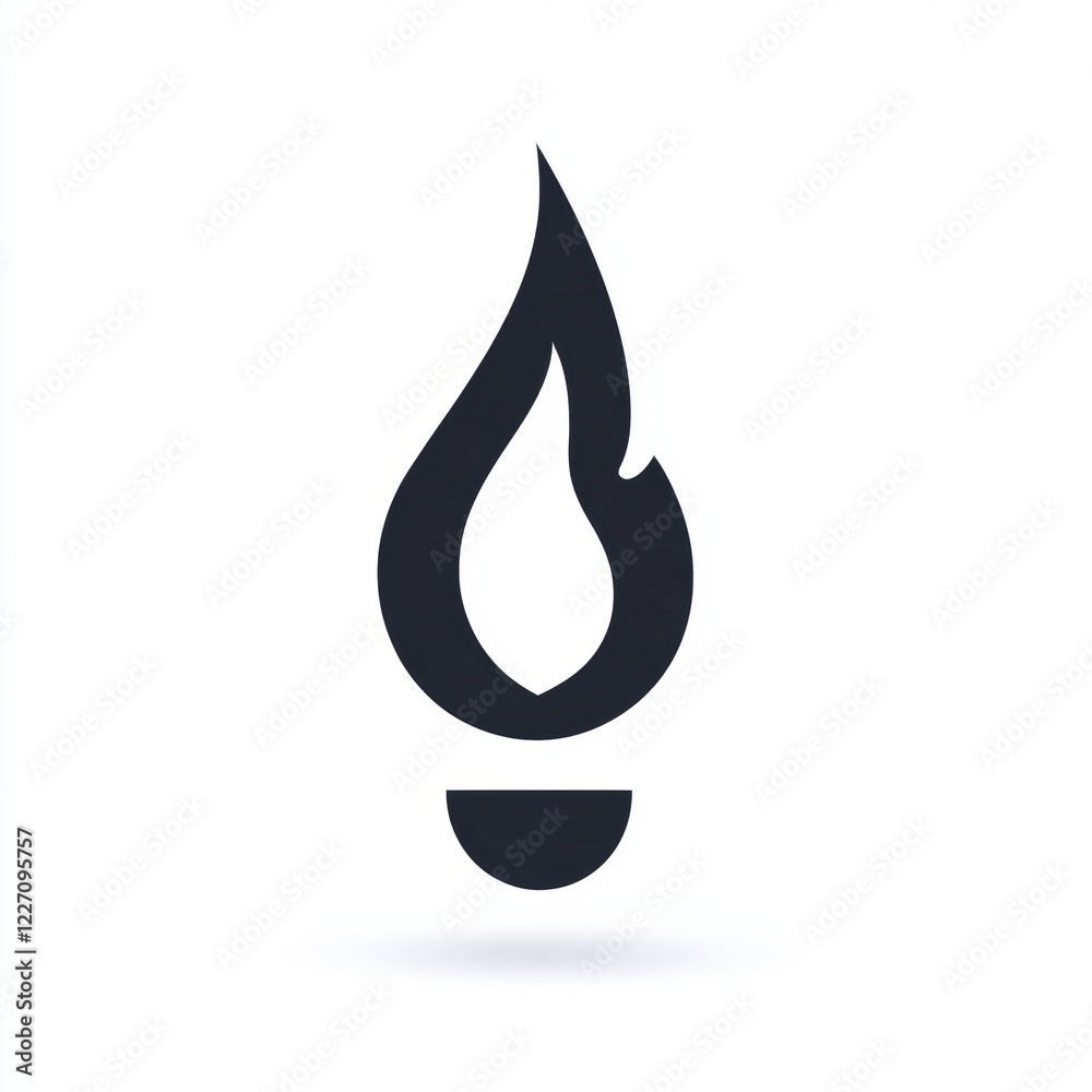 Flame icon representing energy, warmth, and passion created in a minimalist and modern design. Generative AI