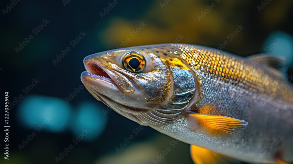 Vibrant Close-up of a Resplendent Fish in an Aquatic Habitat Vibrant Close-up of a Resplendent Fish in an Aquatic Habitat