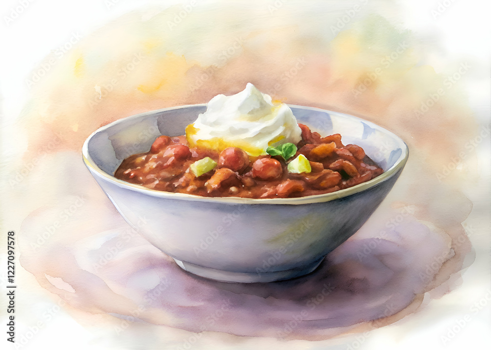 Chili with Whipped Cream. A Delicious and Comforting Dish Chili with Whipped Cream. A Delicious and Comforting Dish