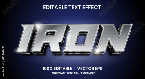  iron 3d vector text effect with modern style design