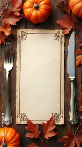 Beautiful autumn menu card with copy space photo