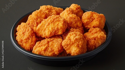 Crispy Golden Fried Chicken Nuggets in a White Bowl - A Delicious and Satisfying Meal photo