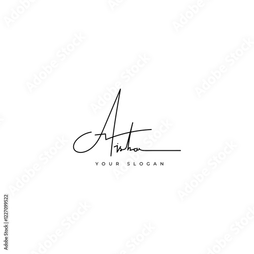 Aisha name signature logo vector design