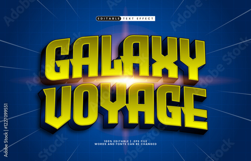 galaxy voyage editable text effect with a planet and star text style