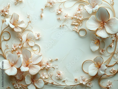 Elegant floral wall art design, textured background, wedding decor