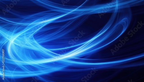 Abstract Blue Light Swirls and Curves Design